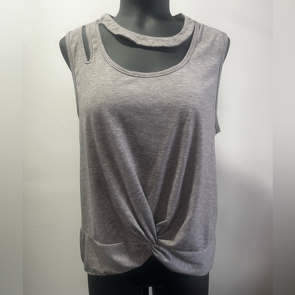SHEIN Heather Gray Twist Knot Tank Top - Picture 1 of 5